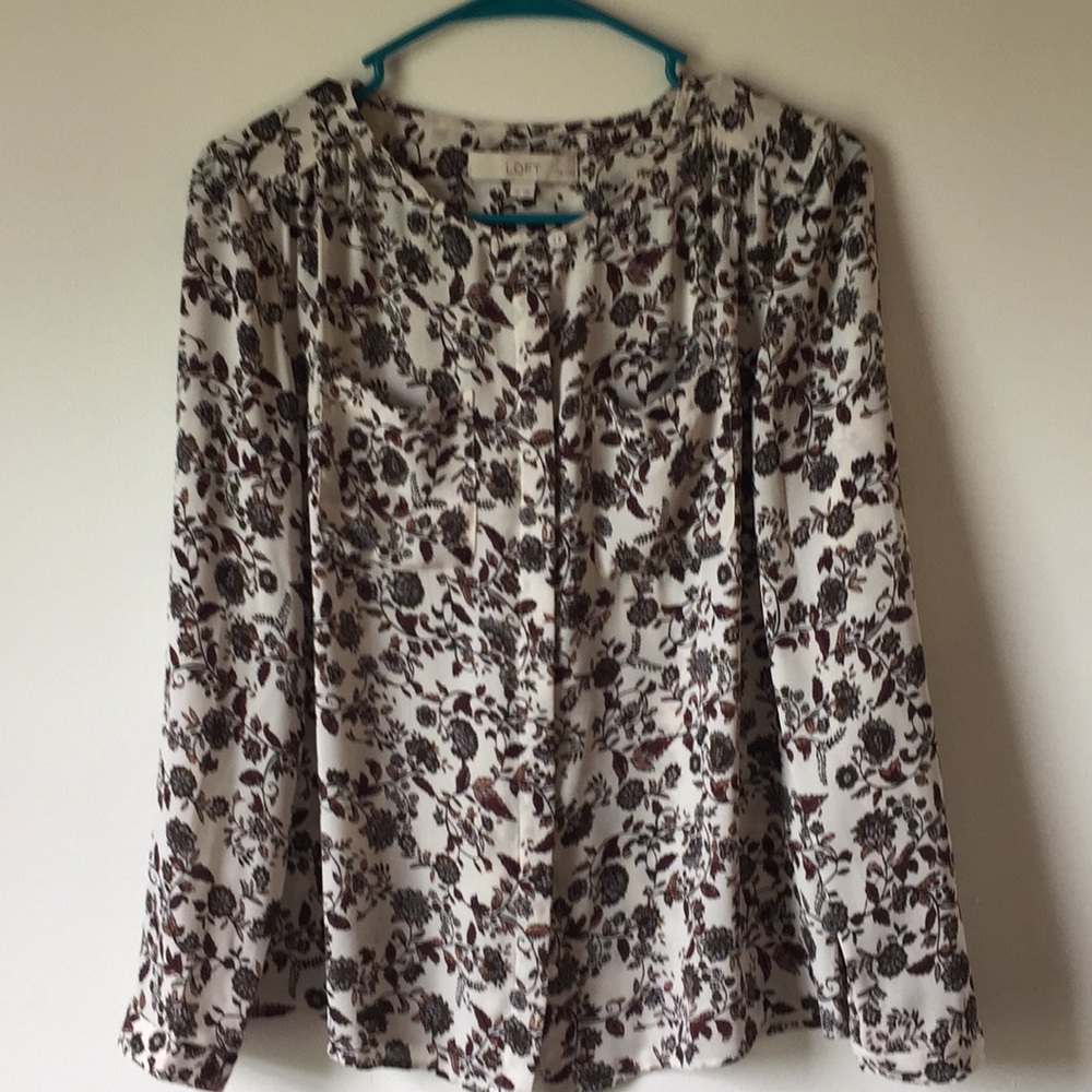 🎉🍾HP🍾🎉Loft Long sleeve. Pattern-birds, sm p.